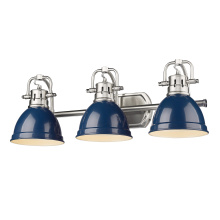 Golden 3602-BA3 PW-NVY - Yep by Golden Lighting Duncan 3-light Vanity in Pewter and Navy Blue shade